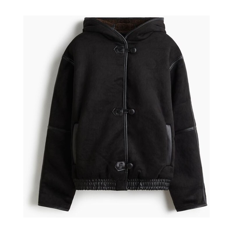 H&M - Bundas plyšovou podšívkou - Černá