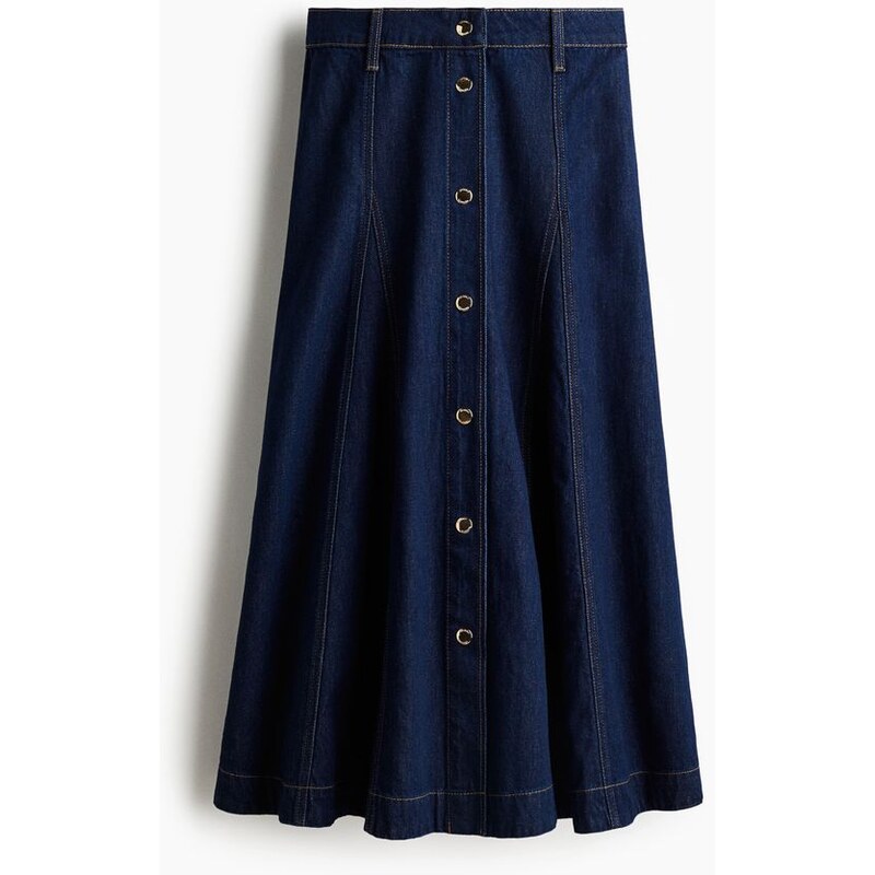H&M - Džínová sukně áčkový střih - Tmavý Denim Blue