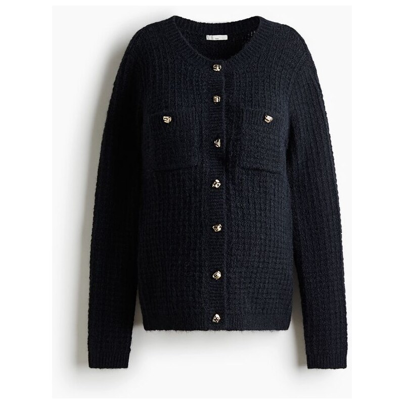 H&M - MAMA Propínací svetrs texturou - Námořnická Modř