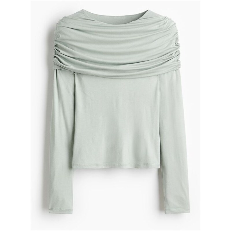 H&M - Řasený žerzejový top - Peprmintová