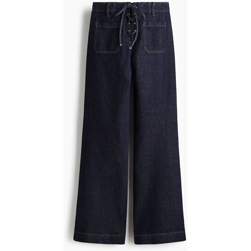 H&M - Flared High Jeans - Tmavý Denim Blue