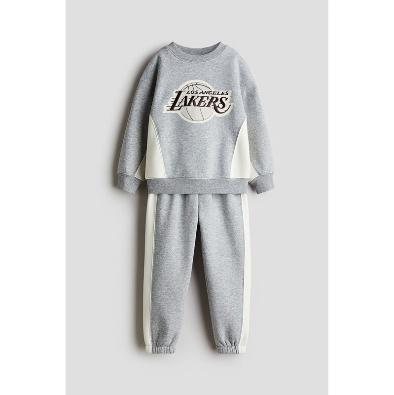 H&M - Dvoudílná tepláková souprava - Světle Šedá/Los Angeles