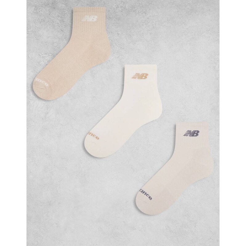 New Balance 3 pack everyday ankle socks in light neutrals