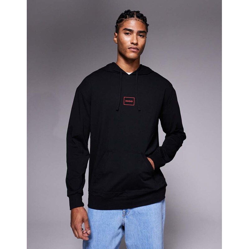 HUGO RED Laze central logo lounge relaxed fit hooded long sleeve
