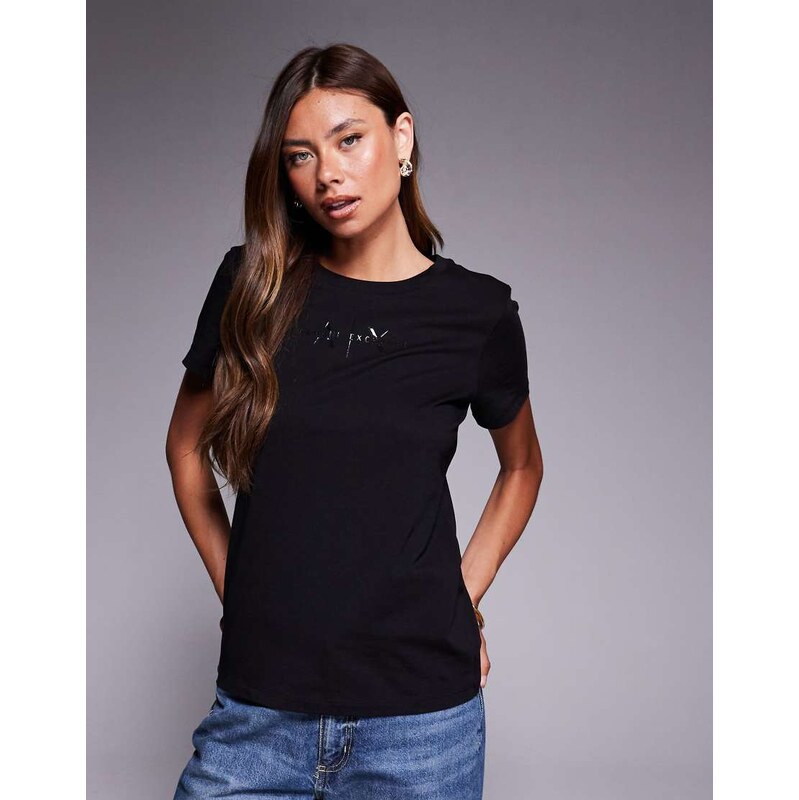 Armani Exchange central logo t-shirt in black 108969442