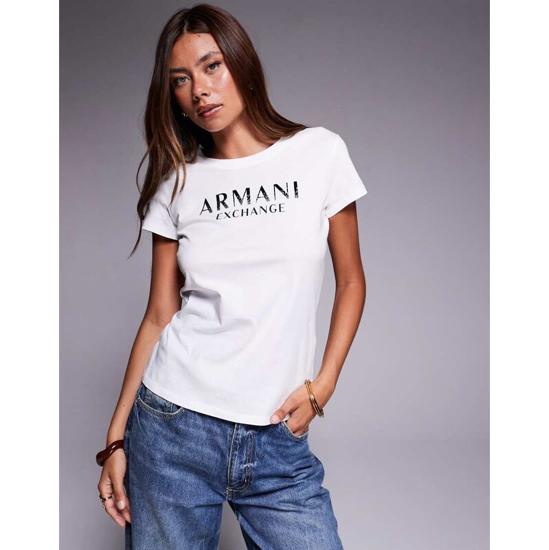 Armani Exchange central logo t-shirt in white 115541495