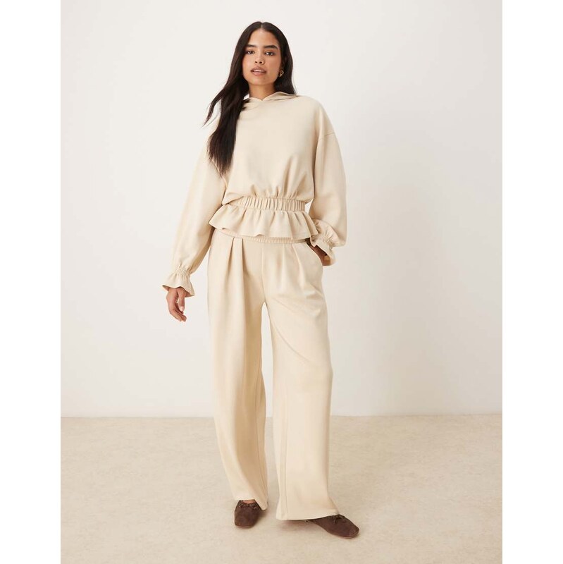 ASOS DESIGN soft touch cupro super wide leg jogger in stone