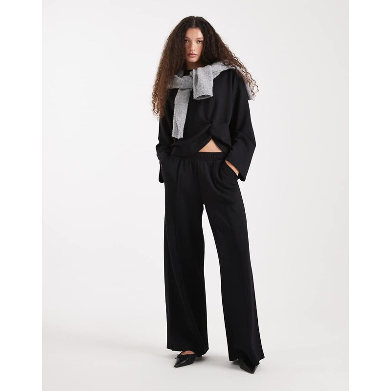 ASOS DESIGN soft touch cupro wide leg jogger in black