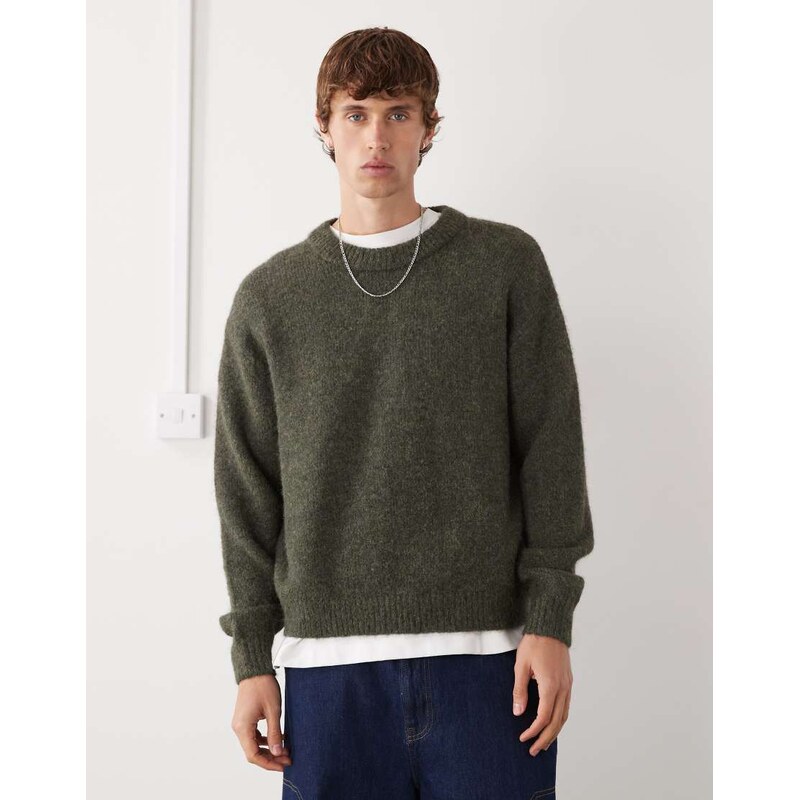 Weekday wool blend jumper in dark green melange