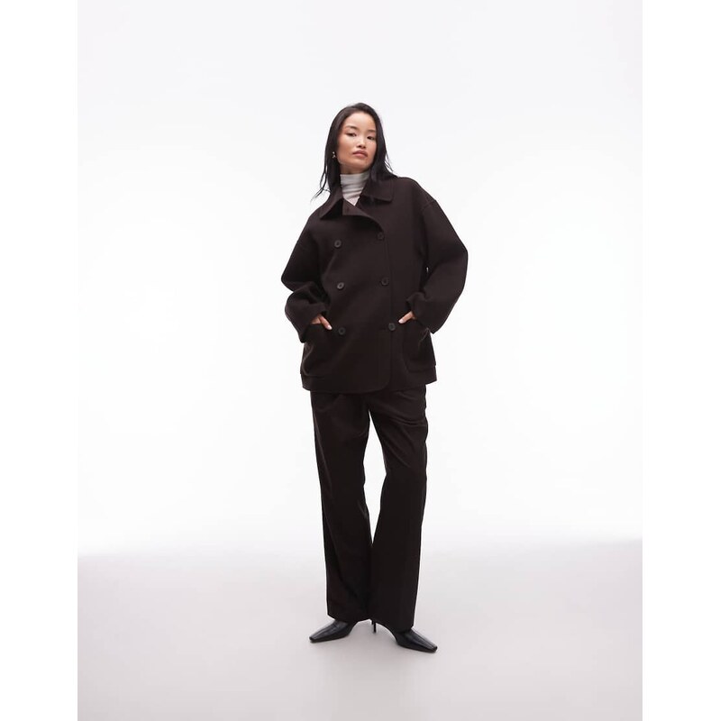 & Other Stories double breasted wool coat in brown 109005245