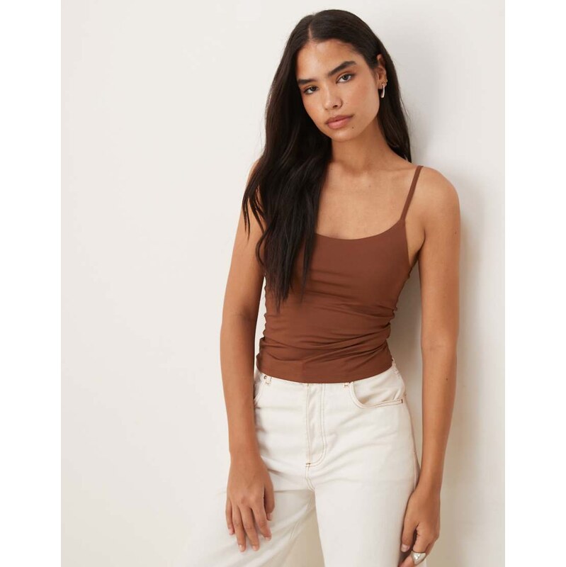 ASOS DESIGN breatheMAX polyamide cami vest in chocolate-Brown
