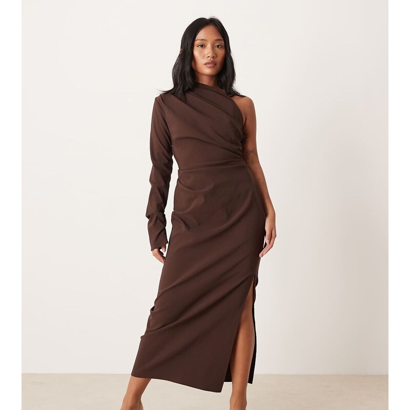 ASOS Petite ASOS DESIGN Petite one shoulder draped midi dress in 108969623
