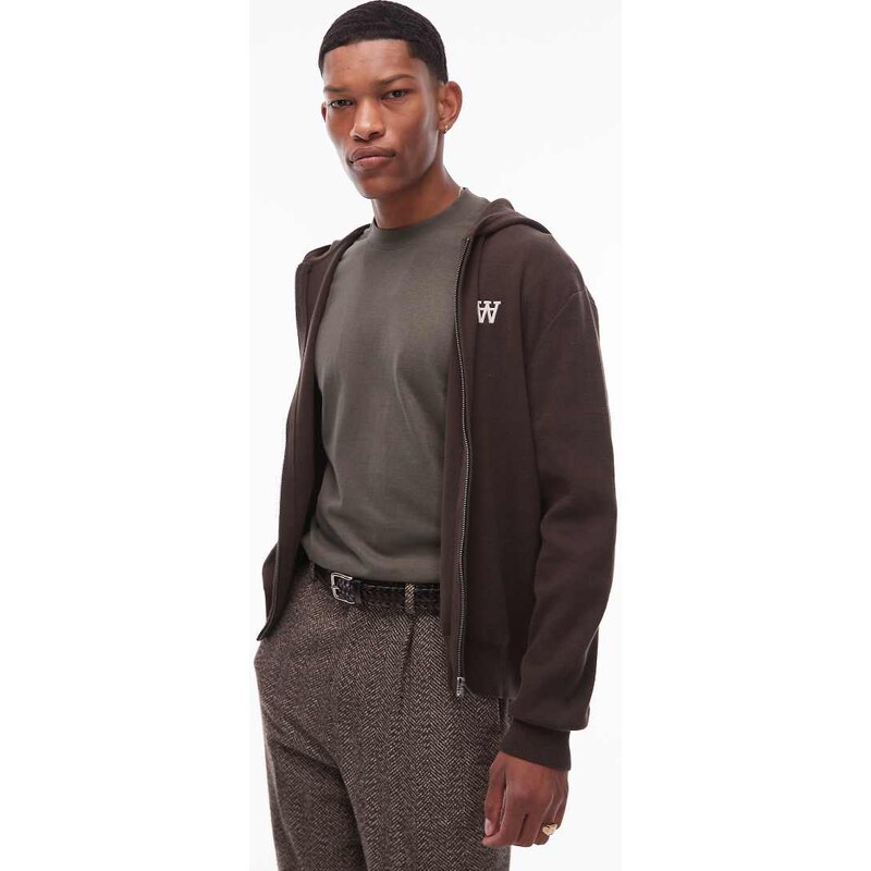 Double A By Wood Wood curt double zip through knit in mocha