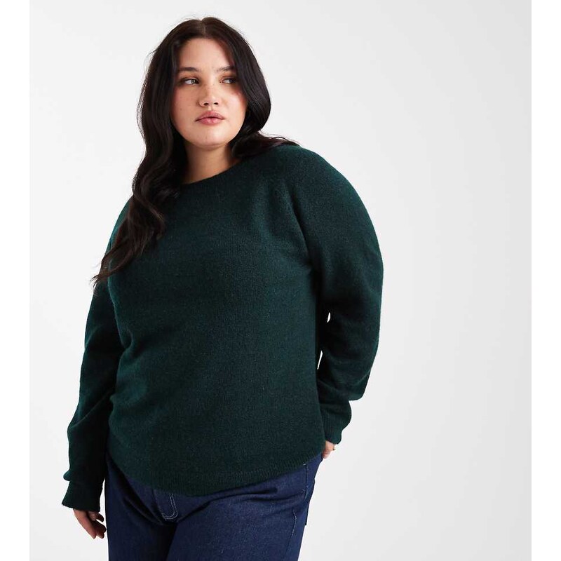 Pieces Plus Pieces Curve high neck jumper in deep green