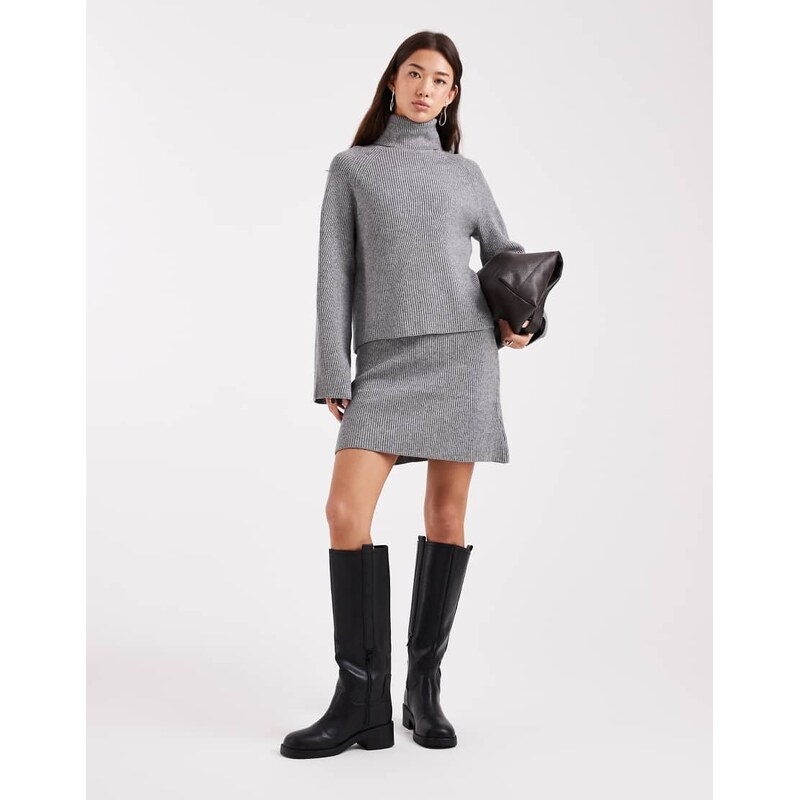 Object roll neck knitted jumper co-ord in grey 108969682