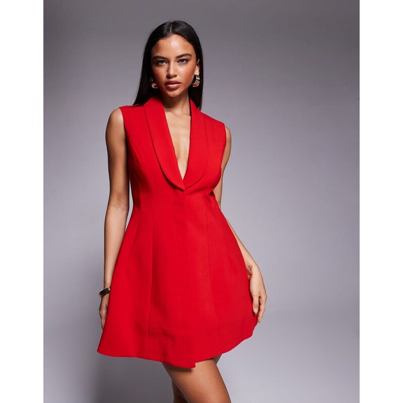 Bardot Destene tailored mini dress in fire red 115533756