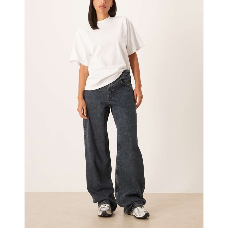Mango Davina 100% cotton relaxed jean in dark blue 115730598