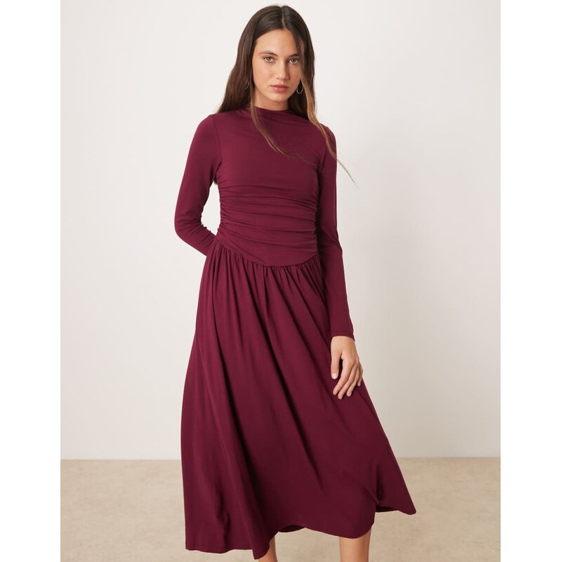Nobodys Child Aubrey long sleeve maxi dress in plum-Purple 108969752