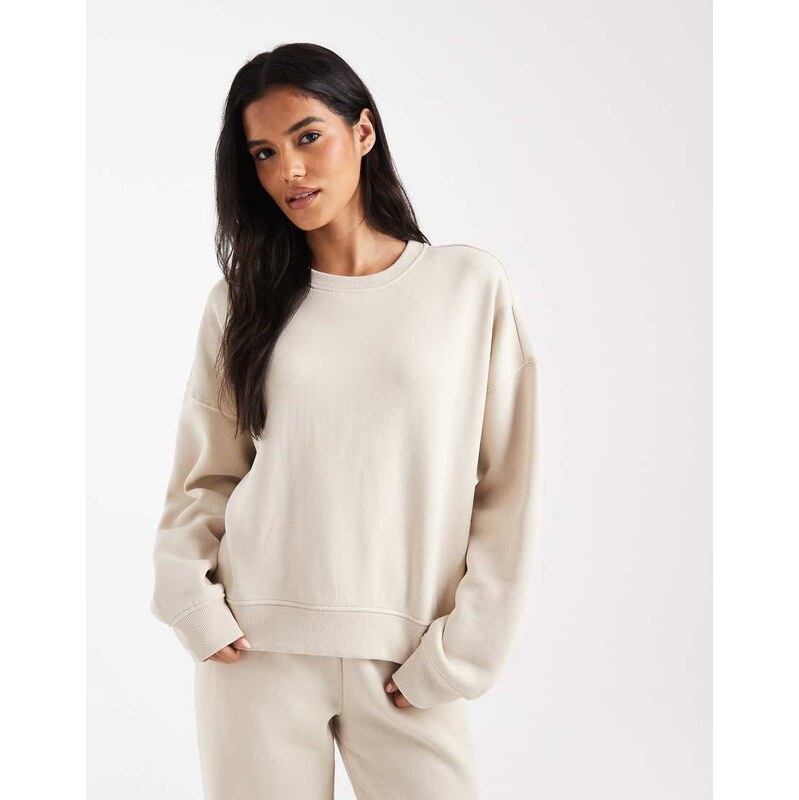 ONLY crew neck drop shoulder sweatshirt co-ord in stone-Neutral 115512496