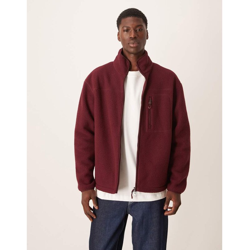 ARKET fleece pile jacket with two-way zip and front pocket in