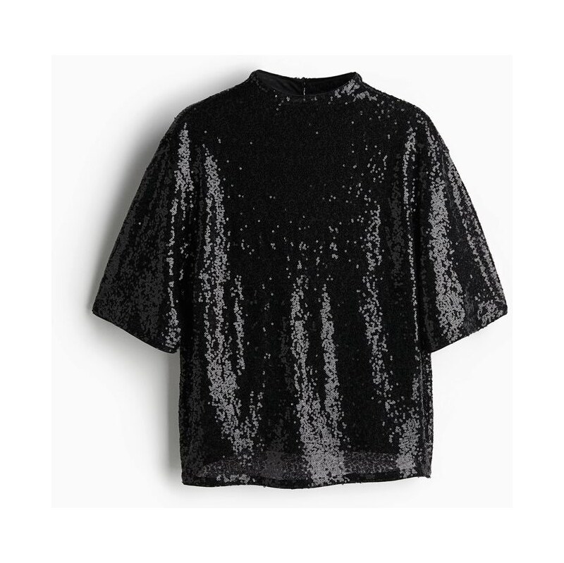 H&M - Flitrový top - Černá