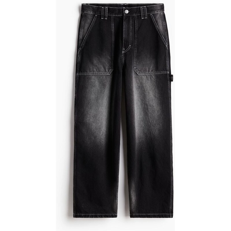 H&M - Carpenter Baggy Jeans - Černý Denim