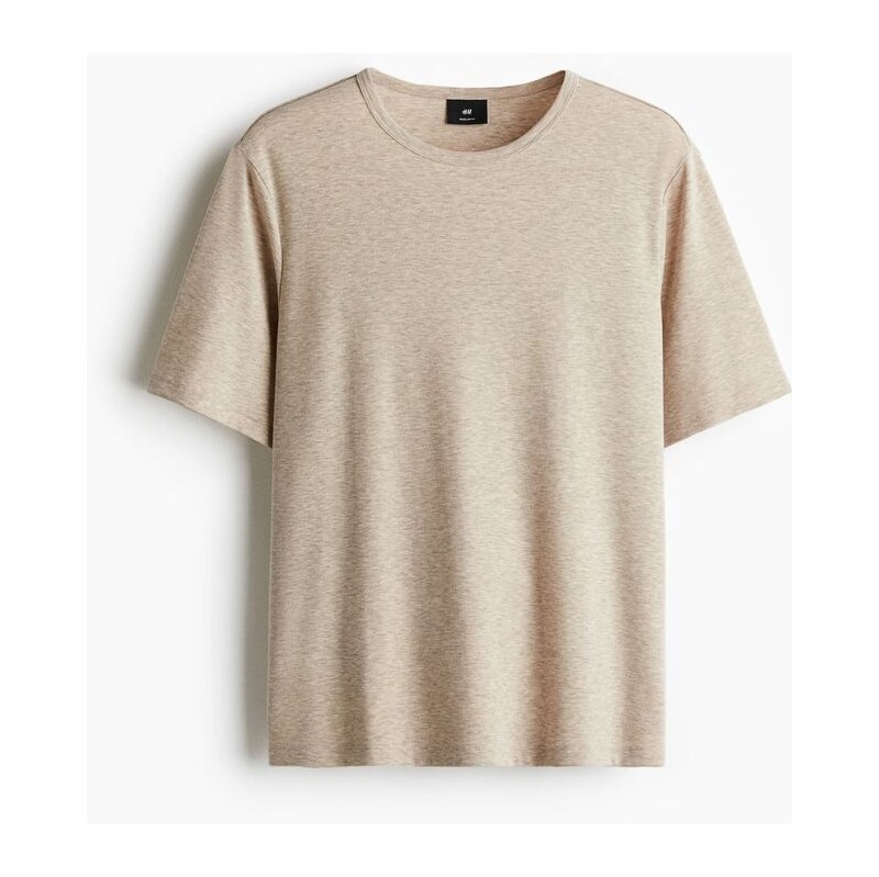 H&M - Tričko ze směsi lyocellu Regular Fit - Béžový Melír