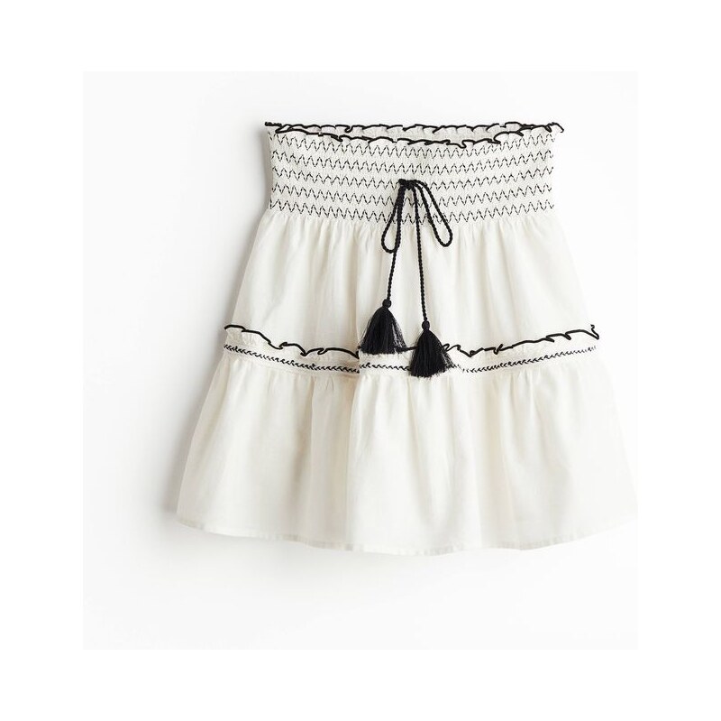 H&M - Sukně s žabkováním v pase - Bílá