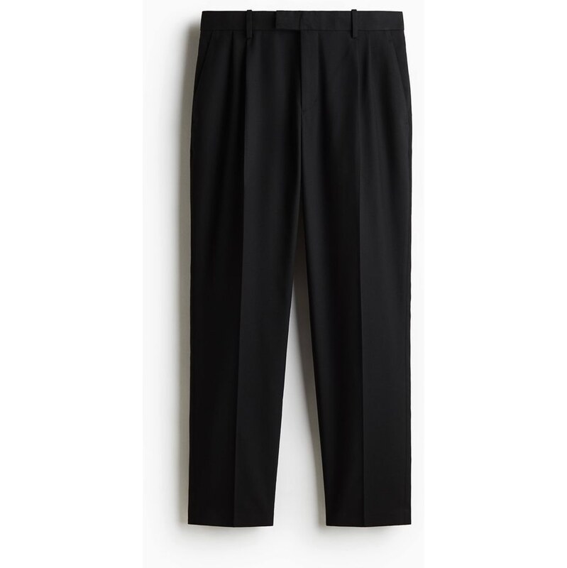 H&M - Elegantní kalhoty z lněné směsi Regular Fit - Černá