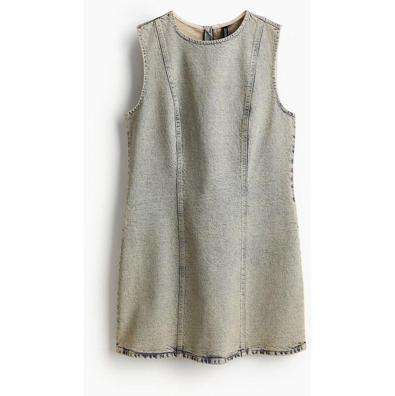 H&M - Keprové šaty áčkového střihu - Bledý Denim Blue/Světle