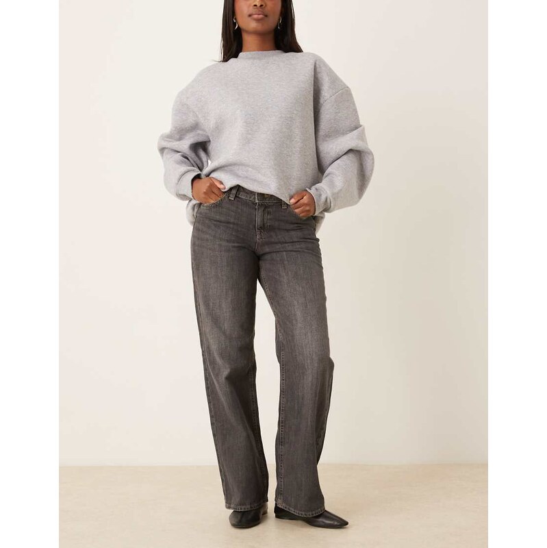 JJXX Palermo wide fit low rise jeans in dark grey wash