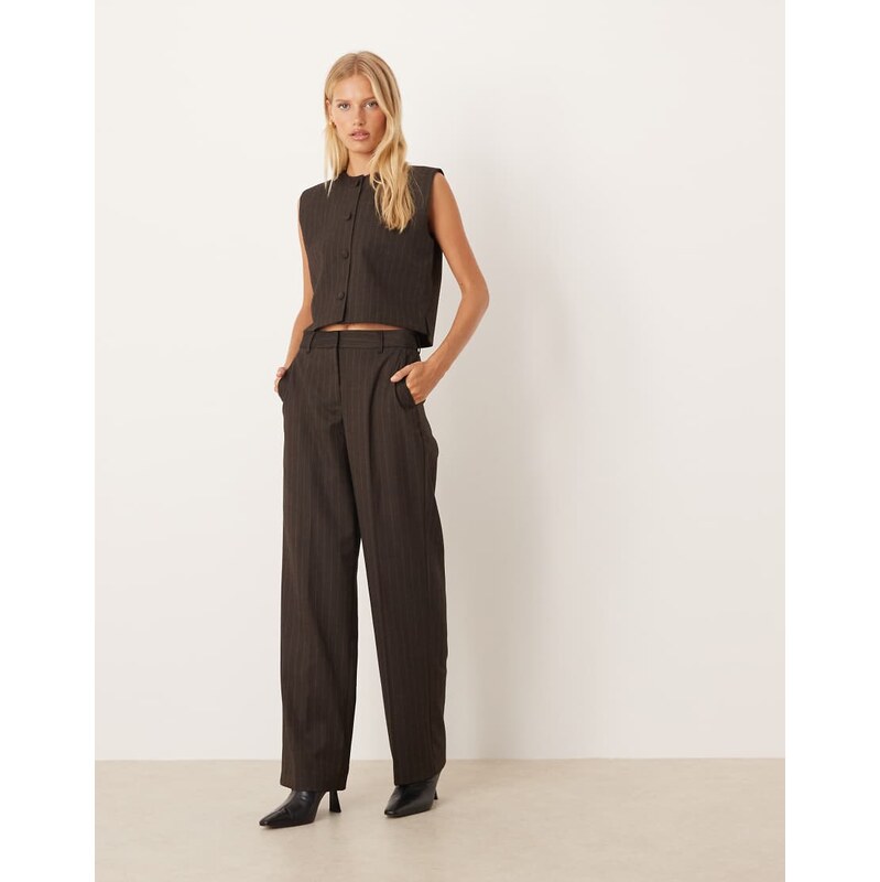 JJXX pinstripe co ord trousers in brown 108972270