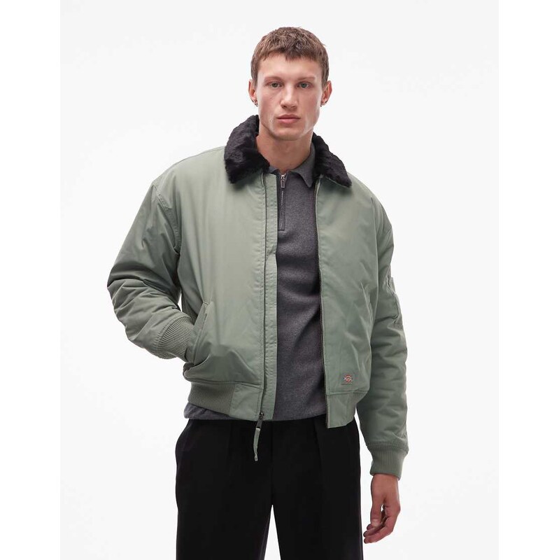 Dickies coalfield flight jacket with collar detailing in mid