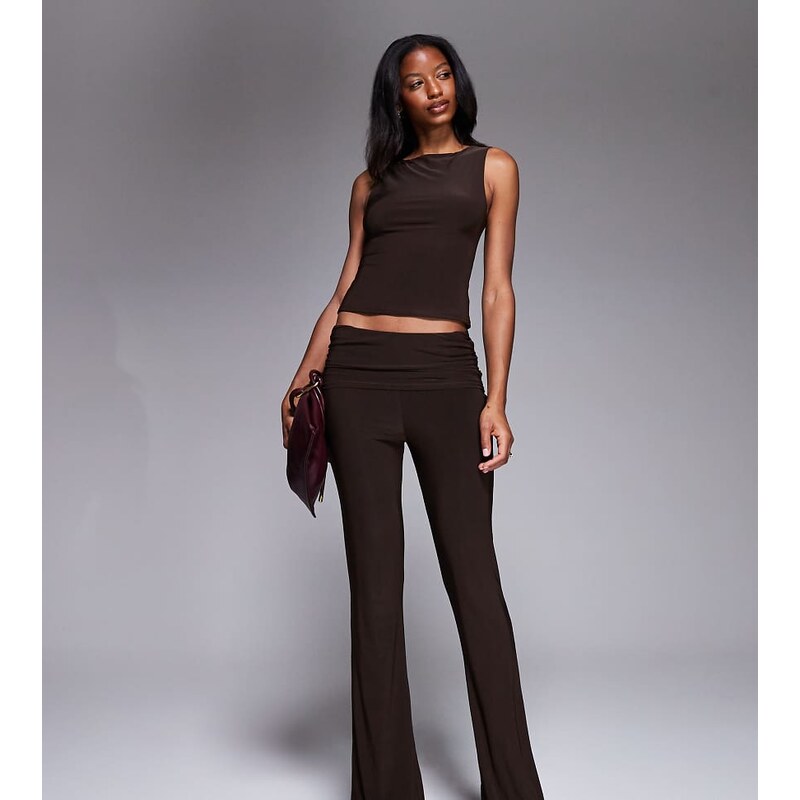 Kaiia exclusive double layered slinky foldover flared trousers co-ord 115735080