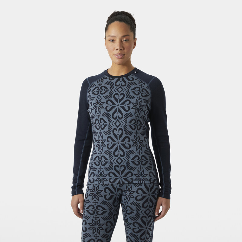 Dámské Termo tričko HELLY HANSEN W LIFA MERINO MIDW GRA CREW 49379_600 – Tmavě modrá