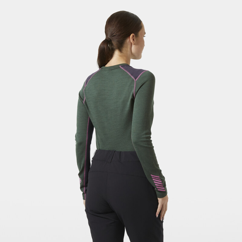 Dámské Termo tričko HELLY HANSEN W LIFA MERINO MIDWEIGHT CREW 49378_390 – Zelená