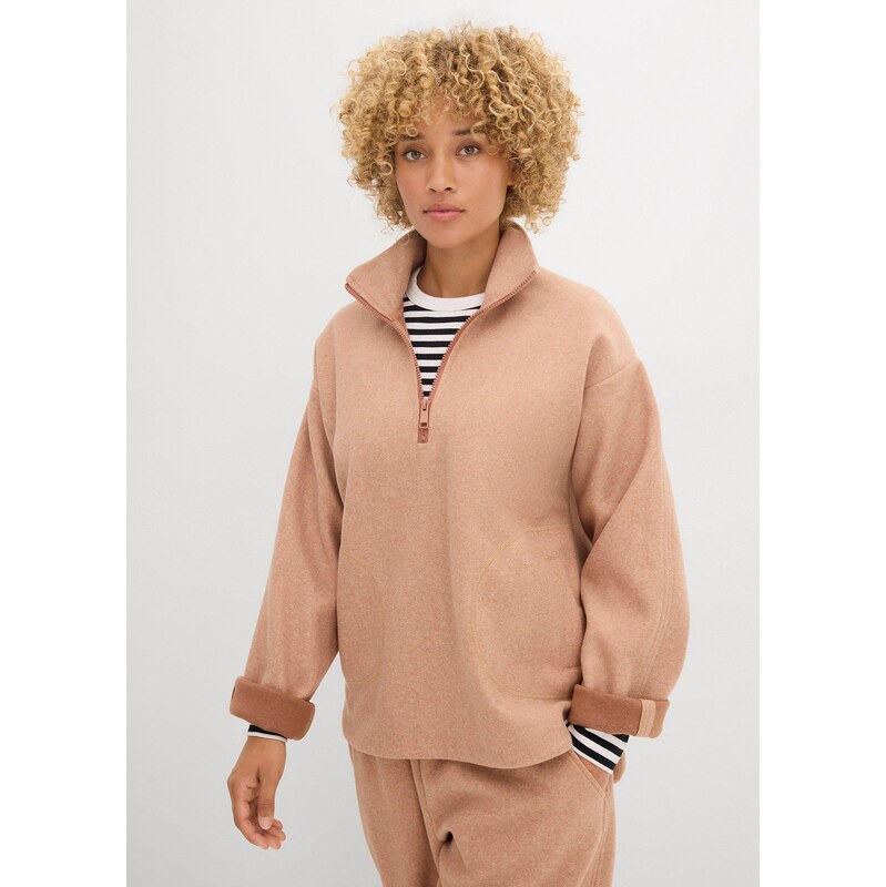 bonprix Oversize pulovr s vlněným vzhledem hnědá Žena
