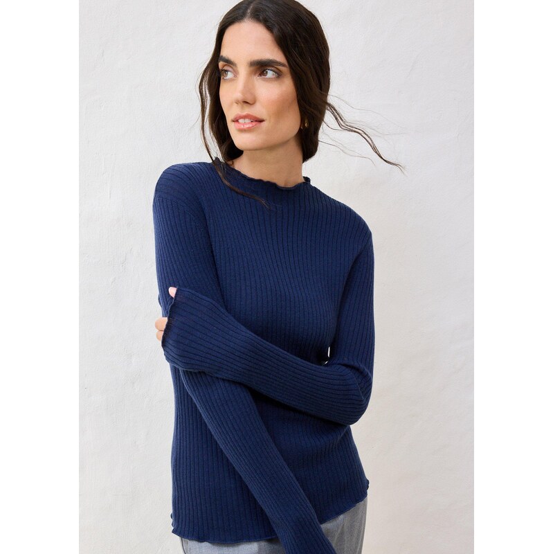 bonprix Dámská Svetr z jemné merino vlny z Merino vlna, barva modrá 114513794