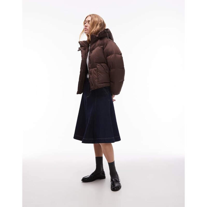 Levis western shortie puffer coat in brown 109518113
