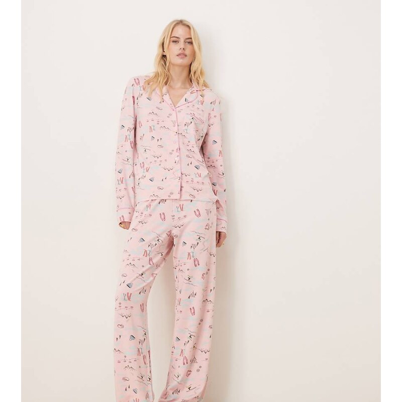 ASOS Tall ASOS DESIGN Tall super soft long sleeve shirt & trouser 111288852