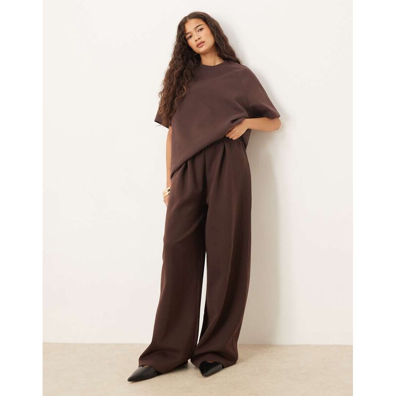 ASOS DESIGN interlock wide leg jogger with pocket detail in