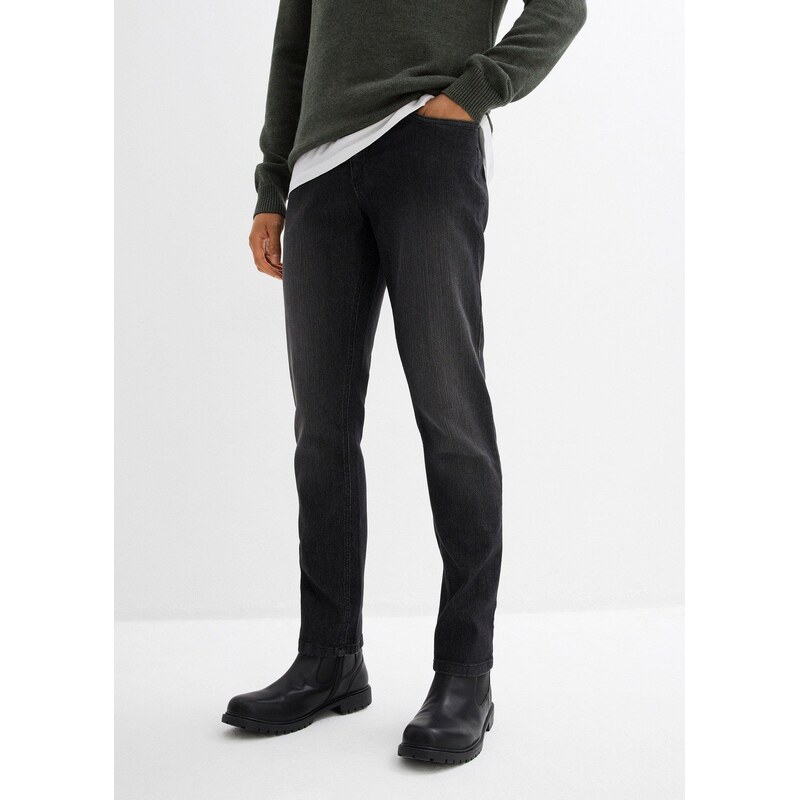 bonprix Lehké džíny Slim Fit, Straight černá Muž