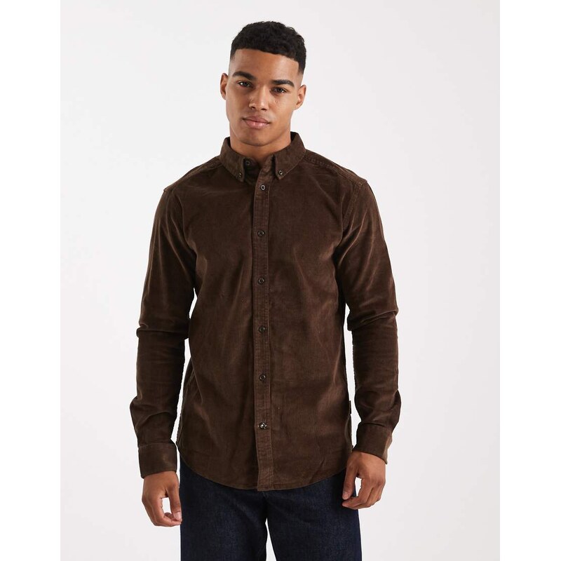 ONLY & SONS cord shirt in brown