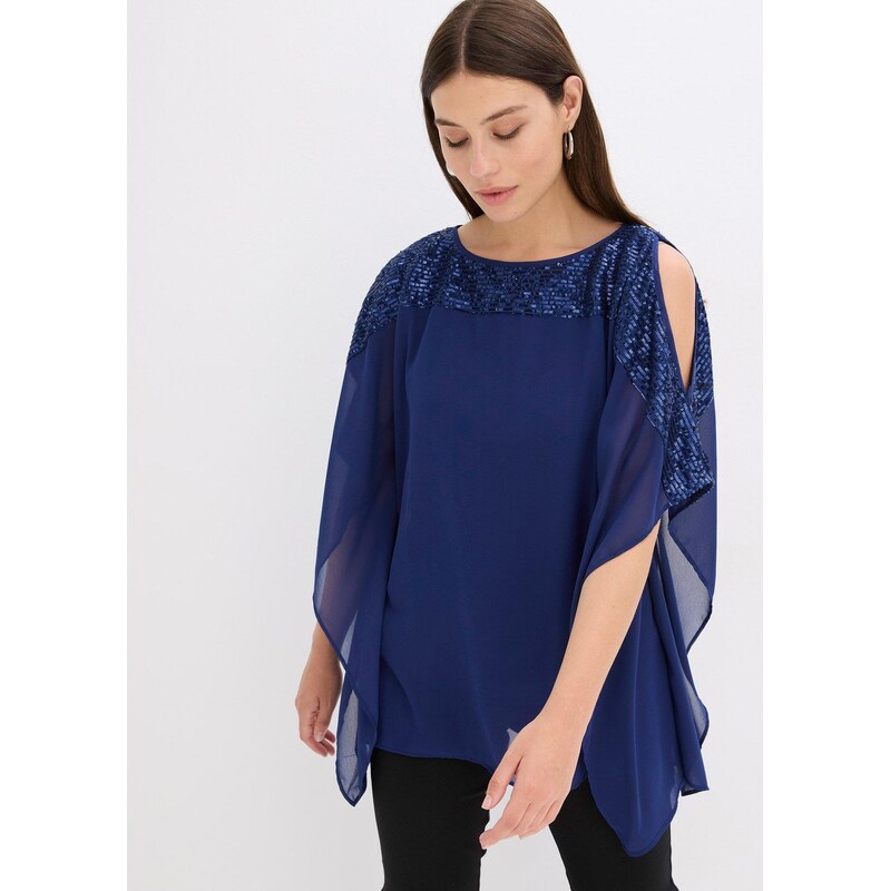 bonprix Tunika s pajetkami modrá Žena 114387770