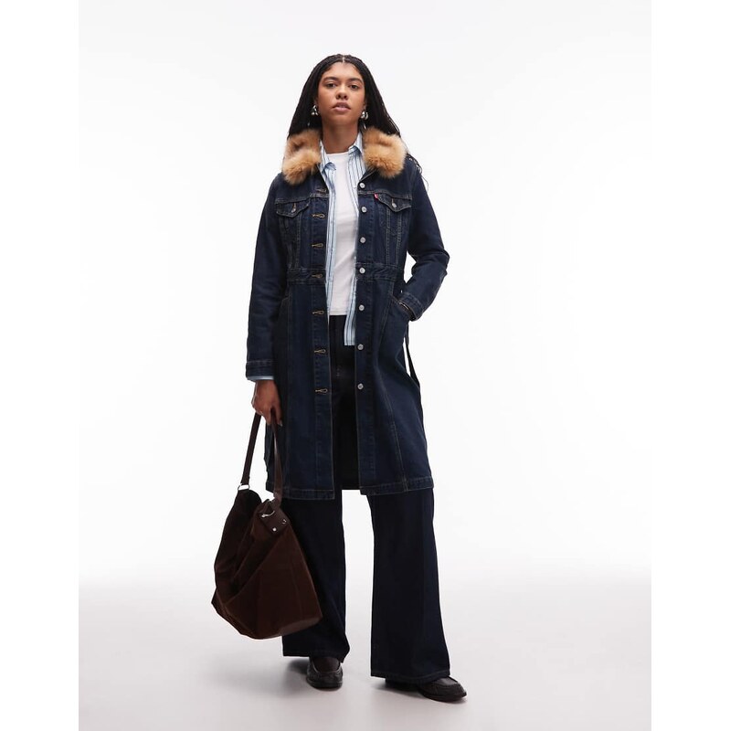 Levis maxi denim trucker jacket in indigo-Navy 115131922