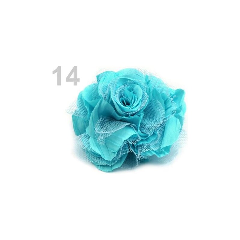 Brož Ø 90mm růže (1 ks) - 14 tyrkysová Stoklasa