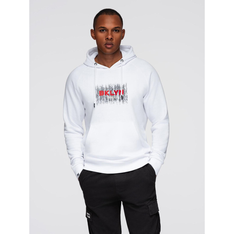 Ombre Mens classic printed kangaroo sweatshirt - white