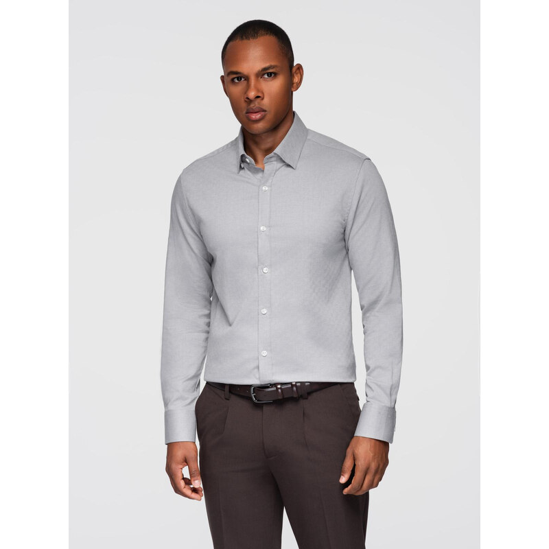 Ombre Mens SLIM FIT shirt in decorative fabric - gray