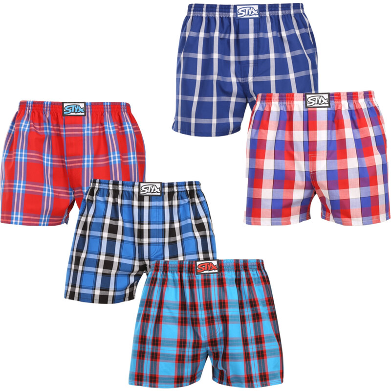 5PACK pánské trenky Styx klasická guma nadrozměr vícebarevné