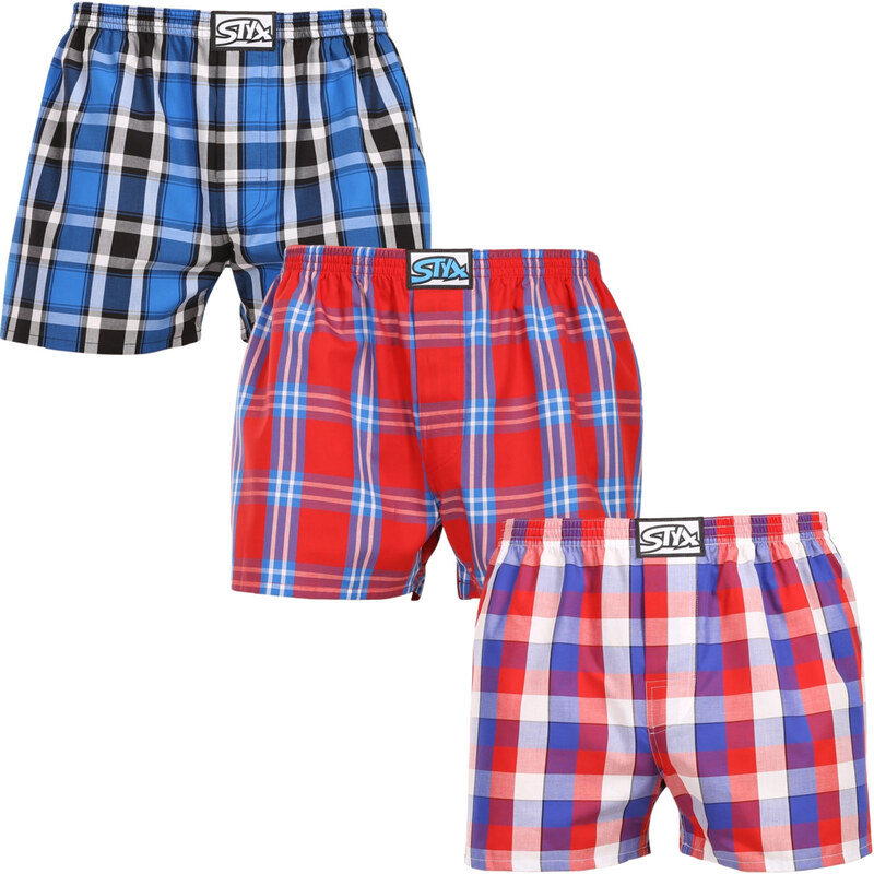 3PACK pánské trenky Styx klasická guma nadrozměr vícebarevné